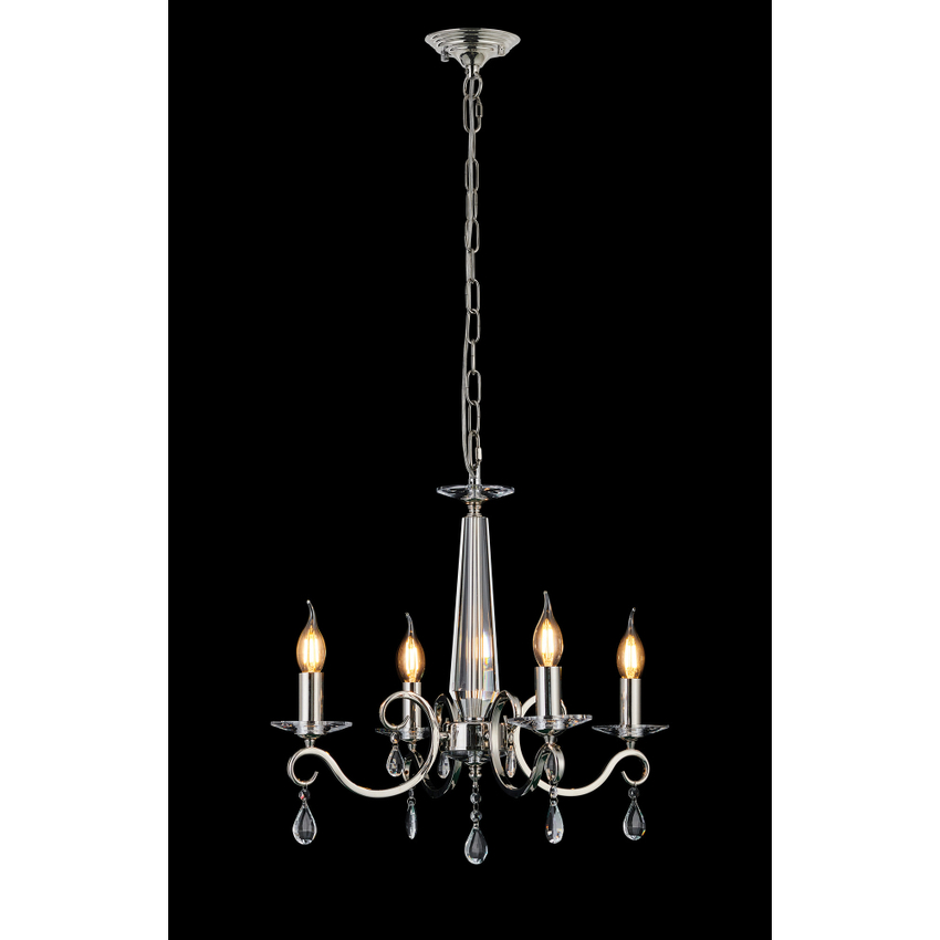 Photograph: Idolite Piti Polished Nickel 4 Light Crystal Chandelier