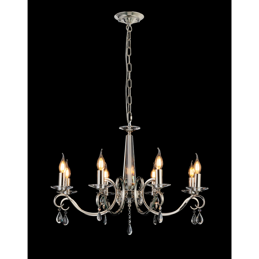 Photograph: Idolite Piti Polished Nickel 8 Light Crystal Chandelier