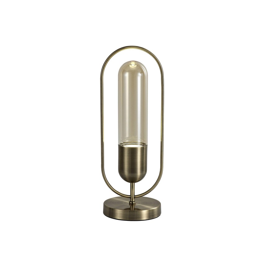 Photograph: Idolite Queensbury Antique Brass/Amber Table Lamp