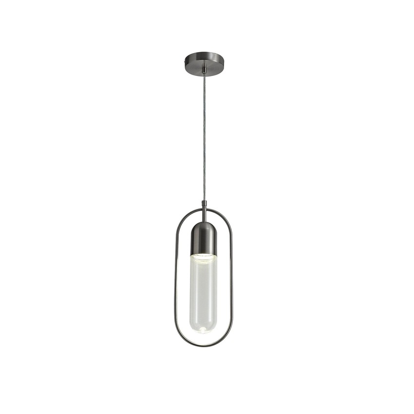 Photograph: Idolite Queensbury Satin Nickel/Clear Single Pendant