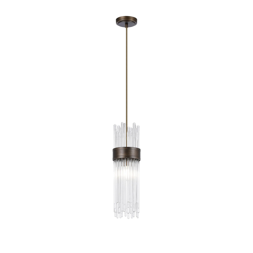Photograph: Idolite Raya Single Pendant, 1 Light E14, IP44, Bronze/Clear