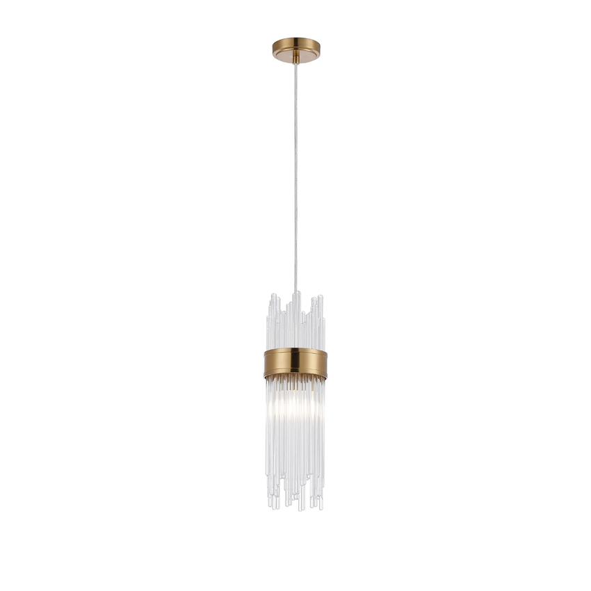 Photograph: Idolite Raya Single Pendant, 1 Light E14, IP44, Gold/Clear