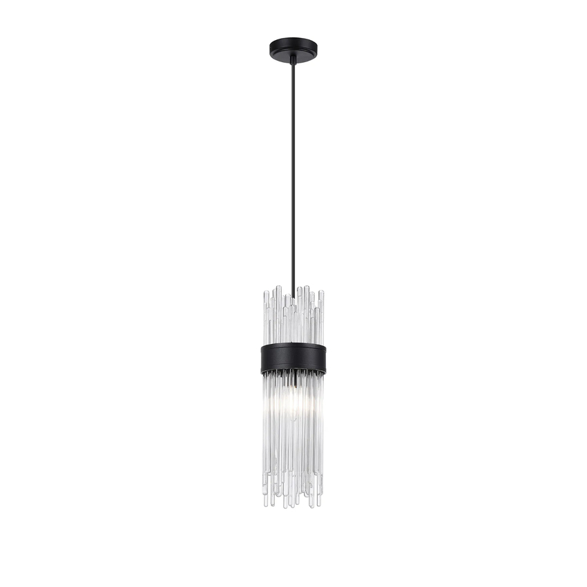 Photograph: Idolite Raya Single Pendant, 1 Light E14, IP44, Satin Black/Clear