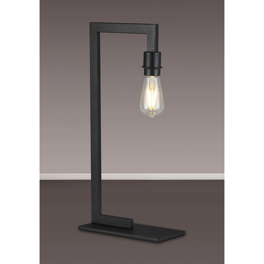 Photograph: Idolite Ruari Satin Black Over Arm Table Lamp (Frame Only)