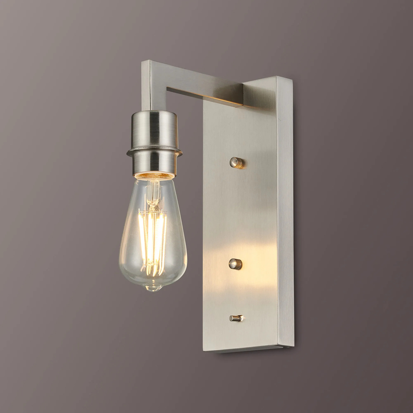 Photograph: Idolite Ruari Satin Satin Nickel Over Arm Switched Single Wall Light (Frame Only)