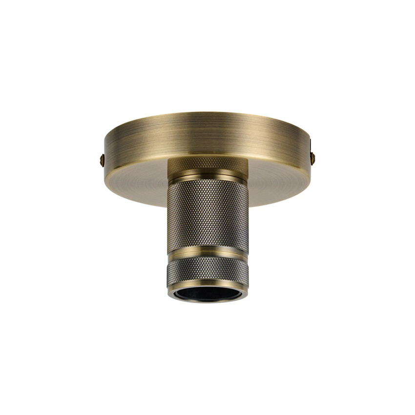 Photograph: Idolite Rumi Antique Brass Knurled Semi-Flush Ceiling Rose