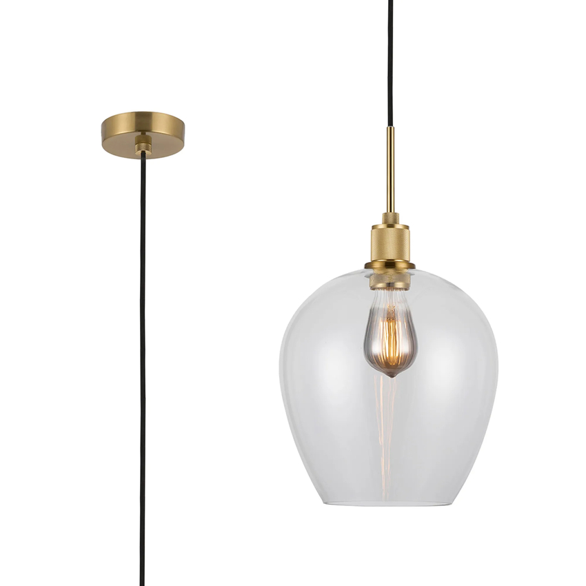 Photograph: Idolite Rumi Brass Knurled Pendant Light With Clear Shade
