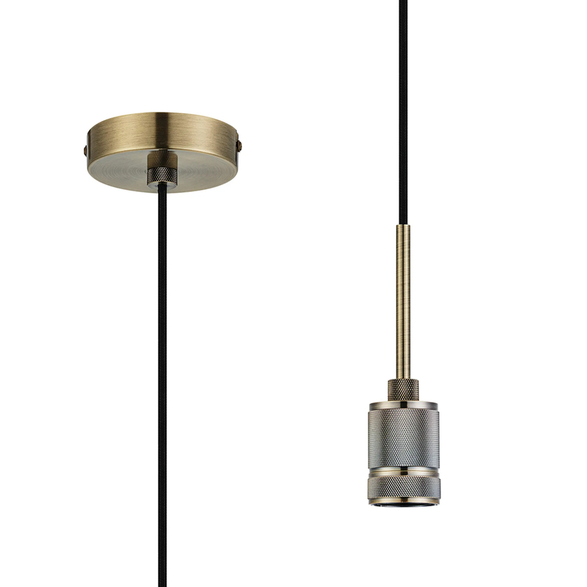Photograph: Idolite Rumi Knurled 1 Light Antique Brass Suspension - E27 - 1.6M