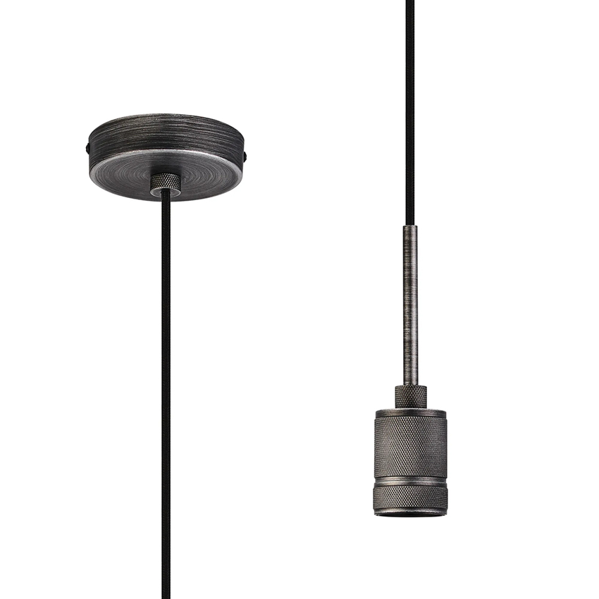 Photograph: Idolite Rumi Knurled 1 Light Pewter Suspension - E27 - 1.6M
