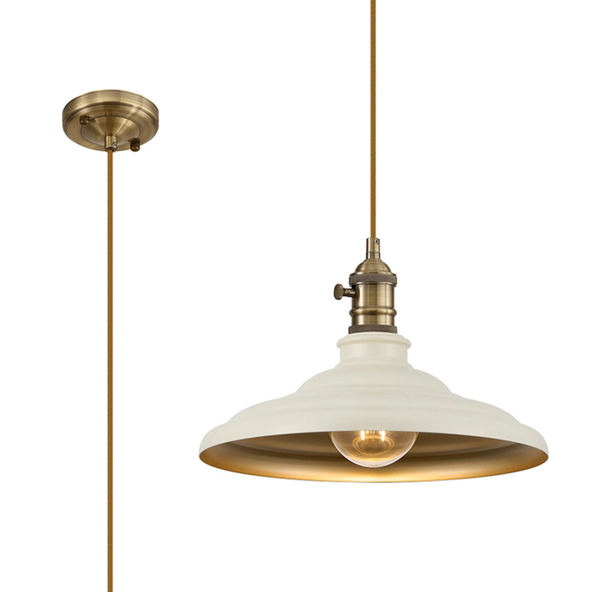 Photograph: Idolite Sejal 35cm 1 Light Braided Pendant: Round Tiered Metal Shade: Antique Brass/Golden Brown/Beige/Gold
