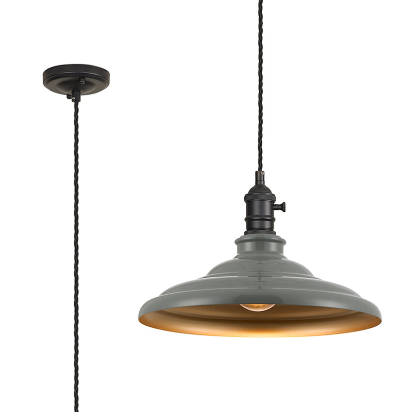 Photograph: Idolite Sejal 35cm 1 Light Braided Pendant: Round Tiered Metal Shade: Satin Black/Black/Polished Grey/Gold