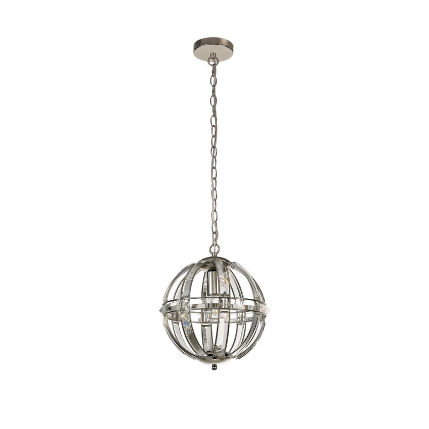 Photograph: Idolite Smoky Polished Nickel Finish 1 Light Round Pendant