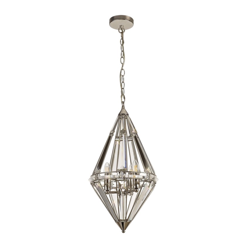 Photograph: Idolite Smoky Polished Nickel Finish 3 Light Diamond Pendant