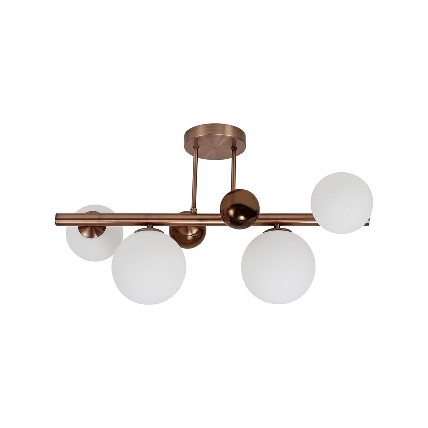 Photograph: Idolite Stockwell Antique Copper Finish 4 Light Semi Flush Ceiling Light