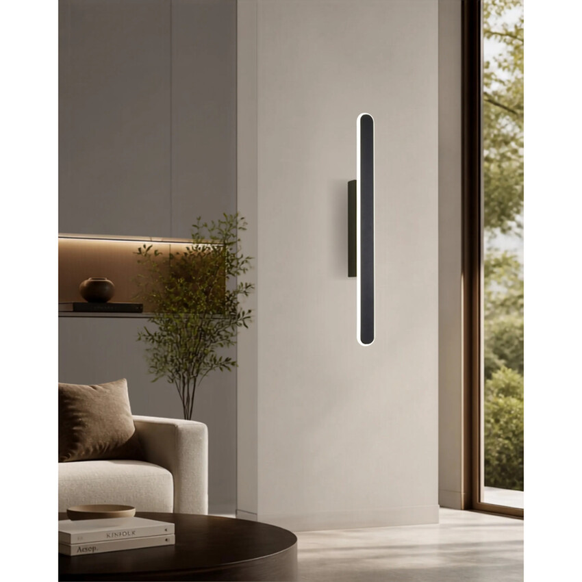 Photograph: Idolite Struan 80cm Linear Wall Lamp Satin Black - 4000K