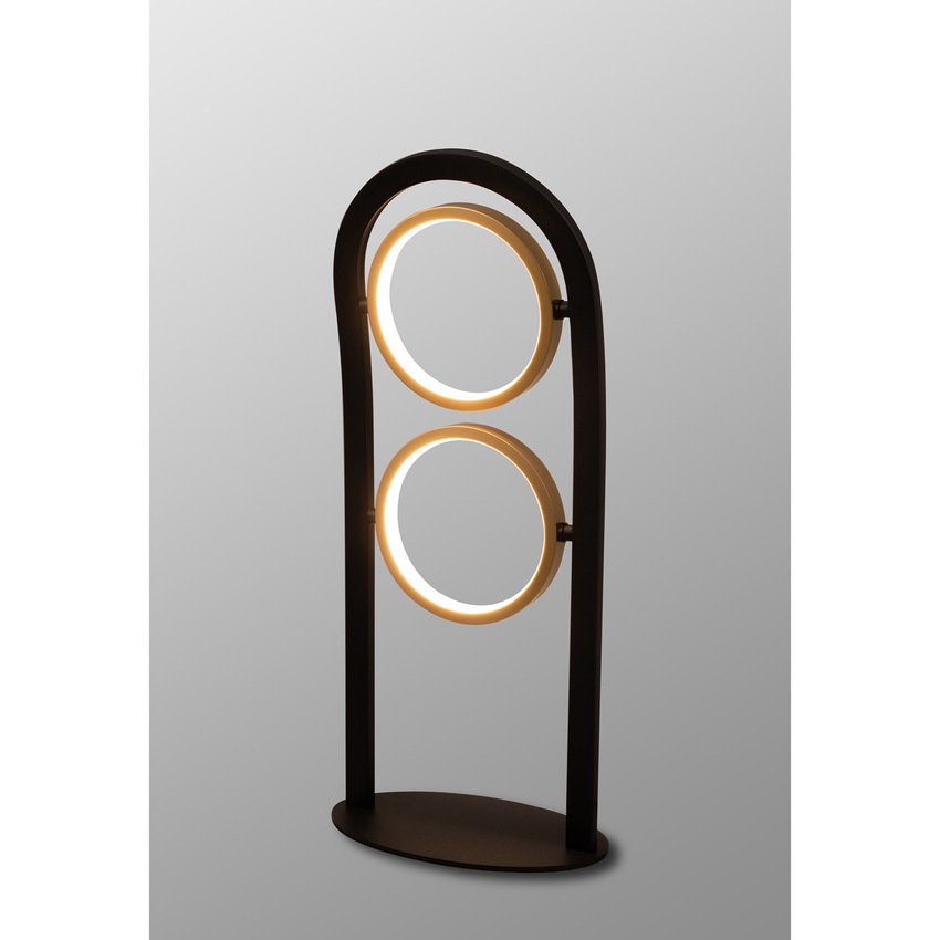 Photograph: Idolite Tacita 2 Light Led Table Lamp In Satin Black/Gold