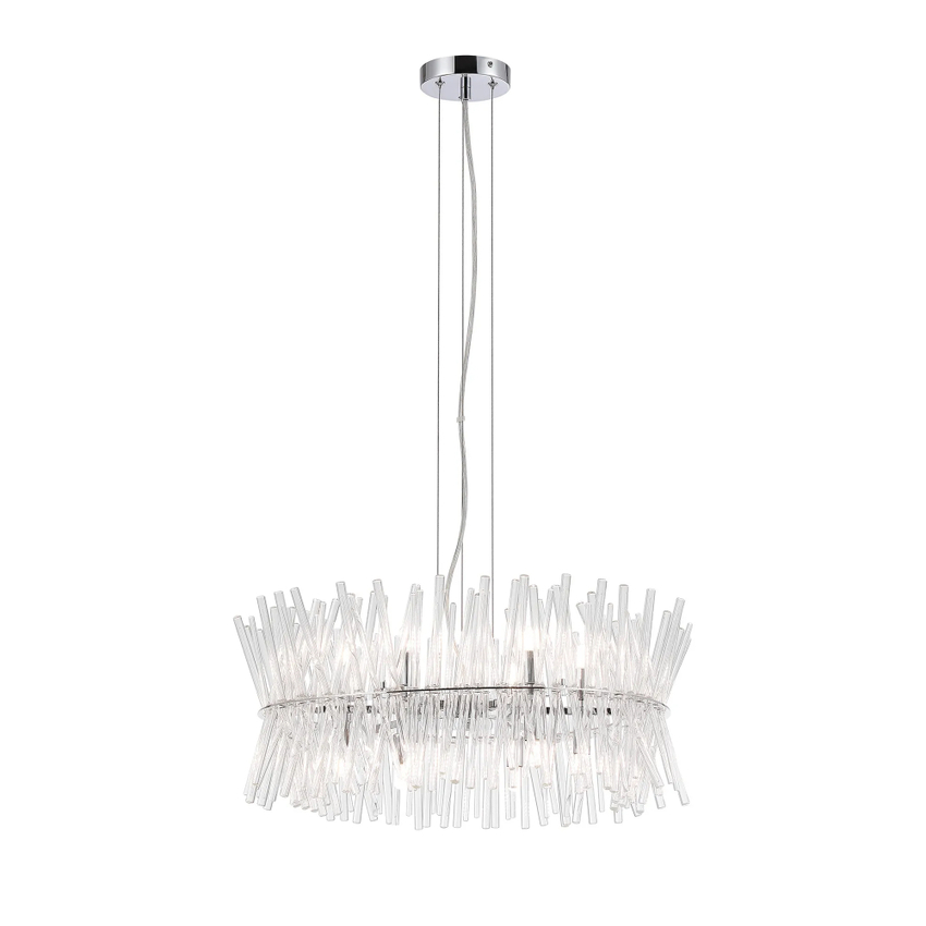 Photograph: Idolite Tiemada 60cm 12 Light G9: Pendant Round: Polished Chrome/Clear