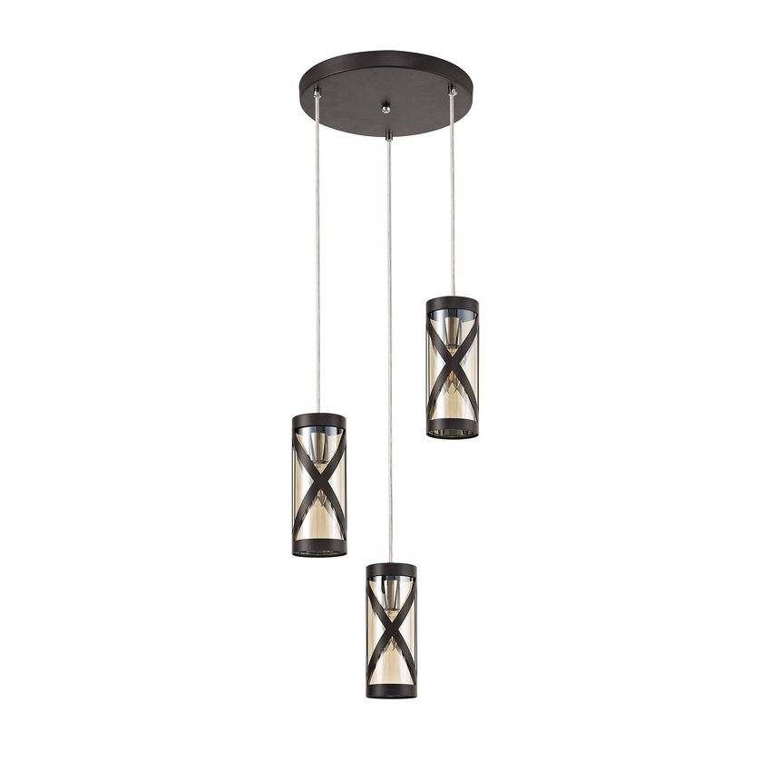 Photograph: Idolite Ural Oiled Bronze Finish 3 Light Pendant