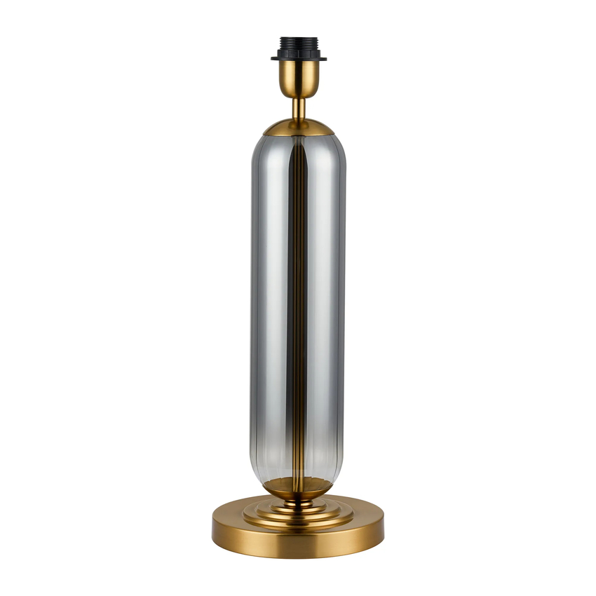 Photograph: Idolite Var Gold Tubular Table Lamp Complete With Smoke Fade Glass Column