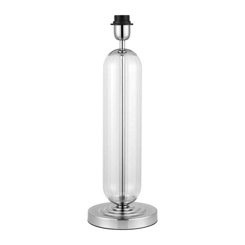 Photograph: Idolite Var Polished Nickel Tubular Table Lamp Complete With Clear Glass Column