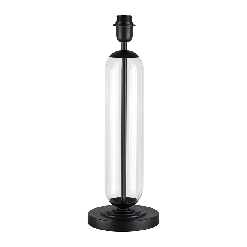 Photograph: Idolite Var Satin Black Tubular Table Lamp Complete With Clear Glass Column