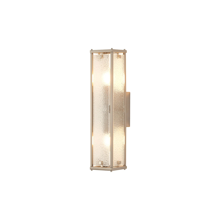 Photograph: Idolite Vault 40cm 2 Light Rectangular Bathroom Wall Light Satin Nickel/Clear Diamond Pattern (C) Glass - IP44
