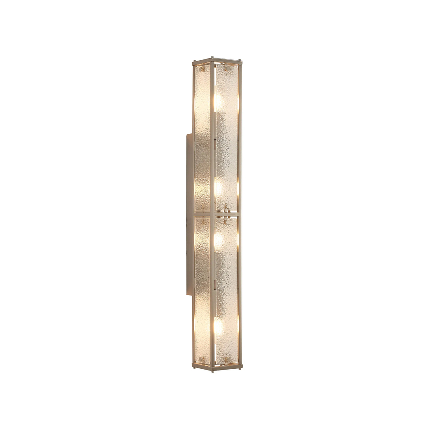 Photograph: Idolite Vault 75cm 4 Light Rectangular Bathroom Wall Light Satin Nickel/Clear Diamond Pattern (C) Glass - IP44