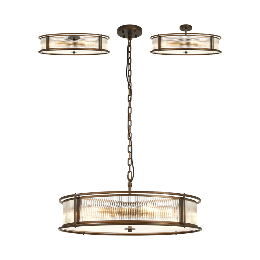 Photograph: Idolite Waine 80cm 10 Light Round Flush Ceiling/Pendant Convertible Bronze/Clear Glass