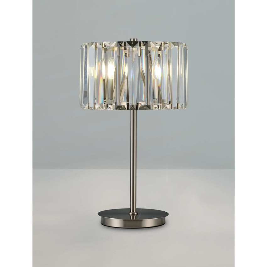 Photograph: Idolite Windsor 3 Light Satin Nickel Crystal Table Lamp