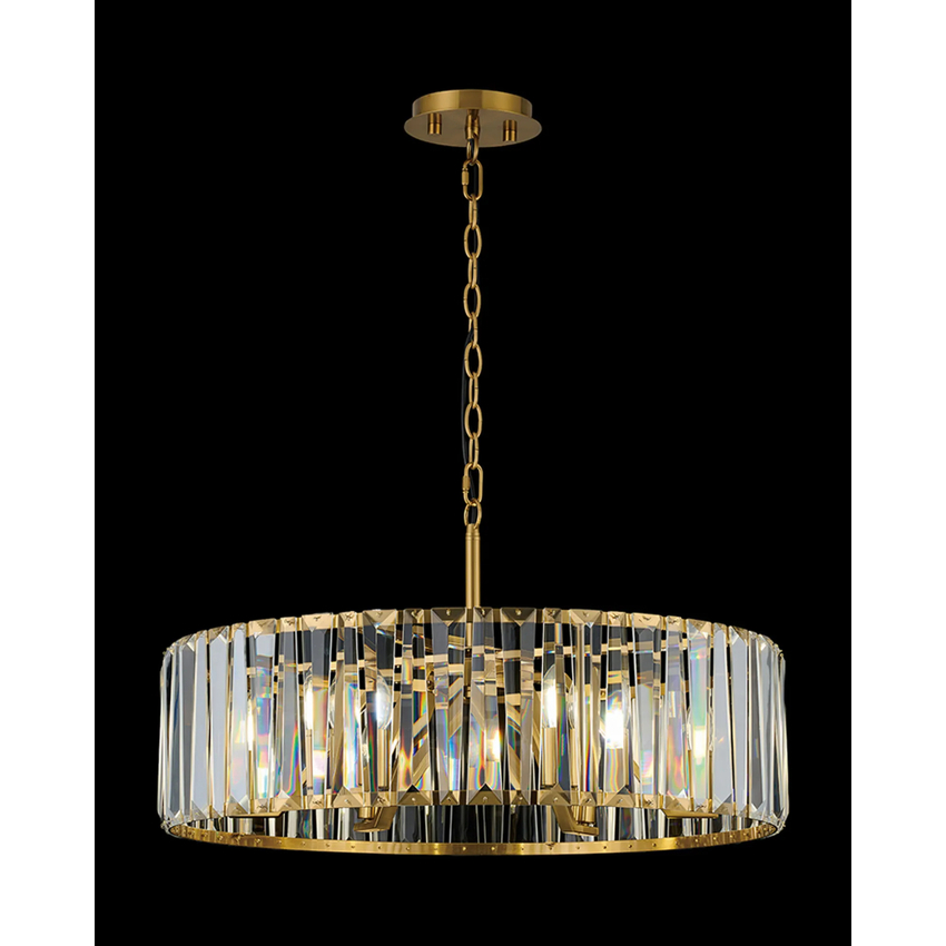 Photograph: Idolite Windsor Brass Round 6 Light Crystal Pendant Light - 60cm