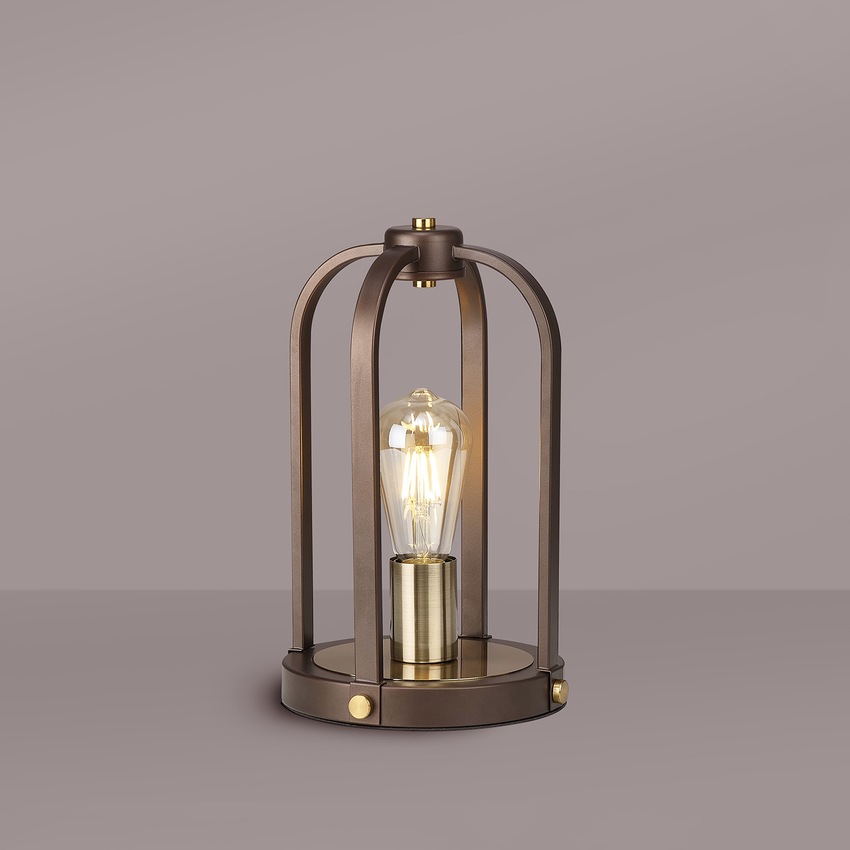 Photograph: Idolite Zala Antique Bronze Table Lamp Complete With Wood Detailing