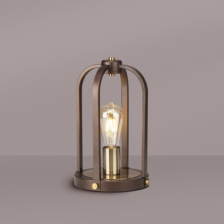 Photograph: Idolite Zala Antqiue Bronze Table Lamp Complete With Wood Detailing