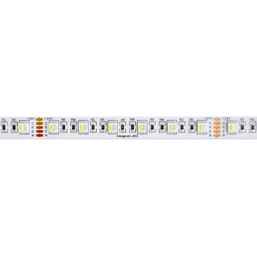 Photograph: Integral Core Splash Proof RGBW 12W Per Metre Colour Change Led Strip 12MM 5 Metre Roll - 24V - IP20 - 3000K