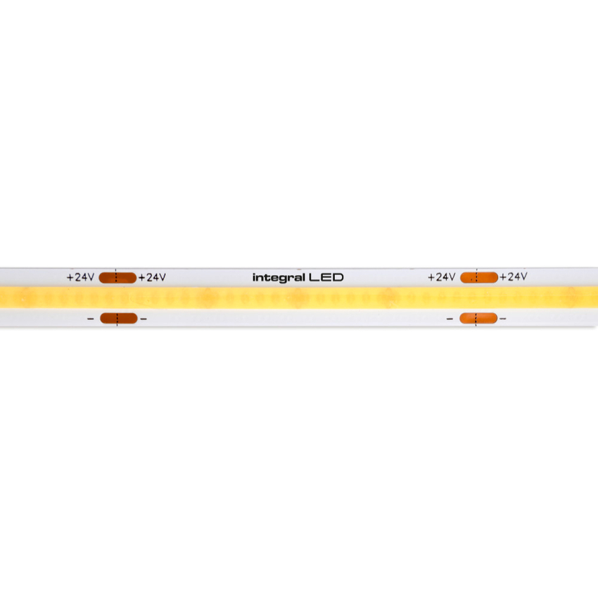 Photograph: Integral Splash Proof Premium Ambient Light Light 3000K 6 Watt Per Metre 8MM Warm White 5 Metre Roll Led Strip - 24V - IP65
