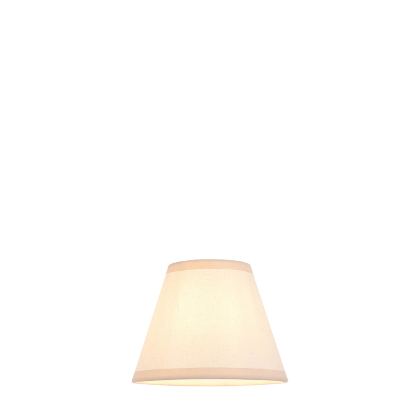 Photograph: Ivy Tapered Vintage White & Almond 16cm White Fabric Lampshade  - Golf/Candle Clip
