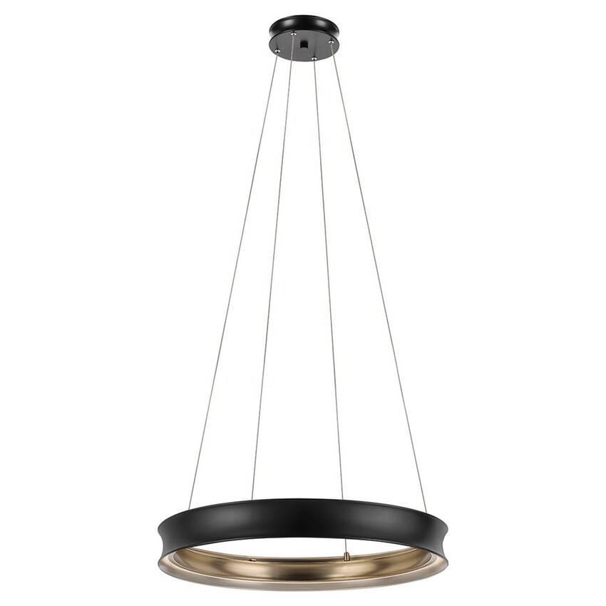 Photograph: Kichler Larousse Black And Brass Medium Dimmable Led Ring Pendant Light - 3000K