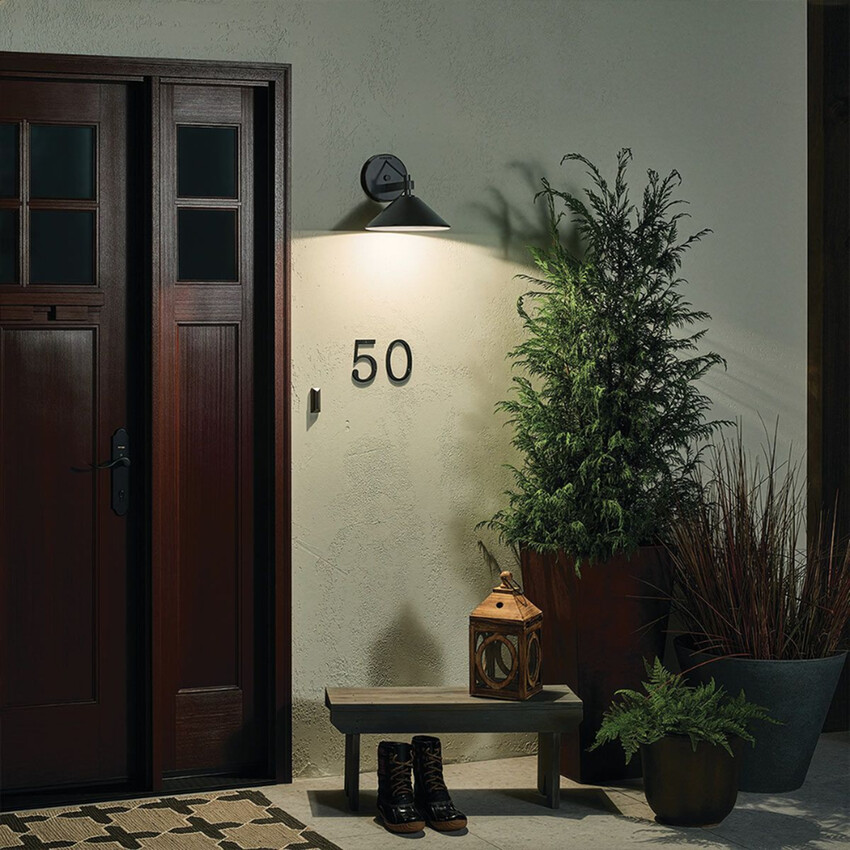 Photograph: Kichler Ripley Medium Black Downward Facing Led Outdoor Wall Light - IP44 - 3000K - Bat Friendly