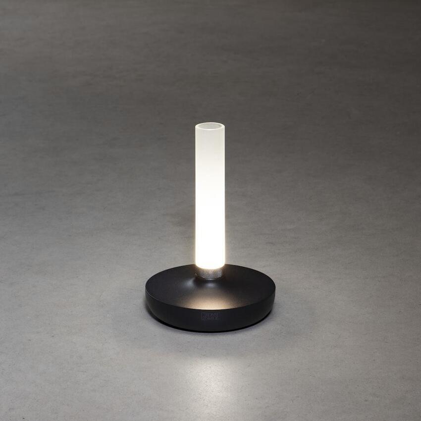 Photograph: Konstsmide Biarritz Black Outdoor Portable Usb Table Lamp With Frosted Glass - IP54 - 1800K/3000K/4000K