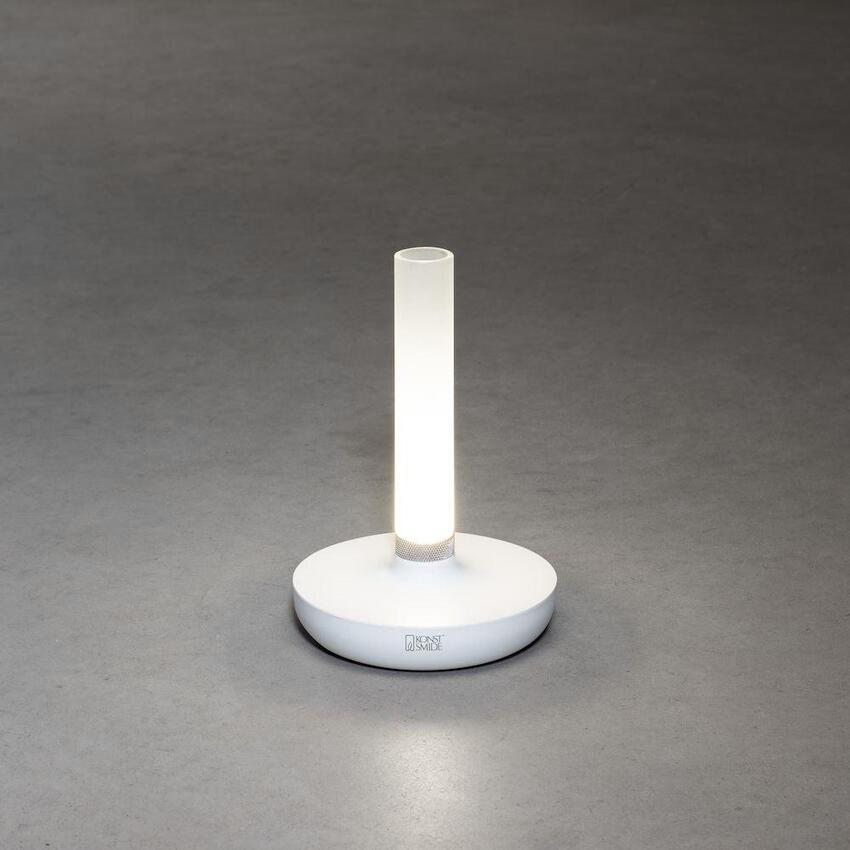 Photograph: Konstsmide Biarritz White Outdoor Portable Usb Table Lamp With Frosted Glass - IP54 - 1800K/3000K/4000K