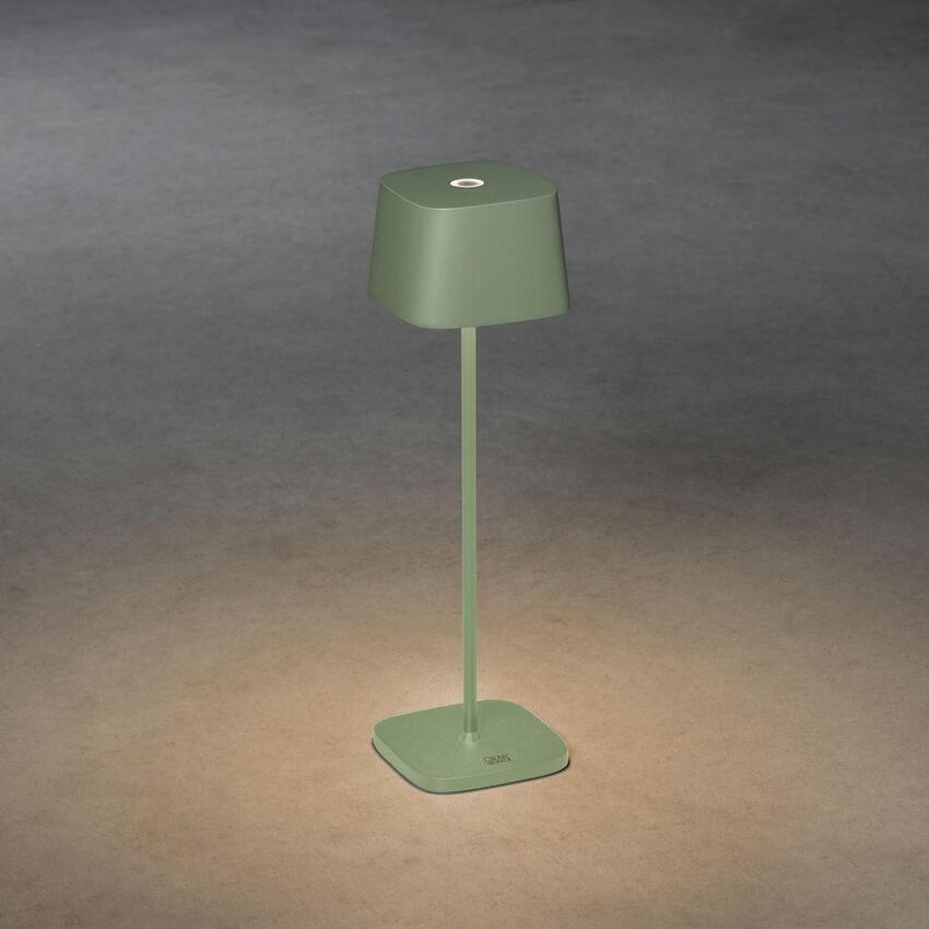 Photograph: Konstsmide Capri Green/Grey Exterior Usb Portable Outdoor Table Lamp - IP54 - 2700K/3000K