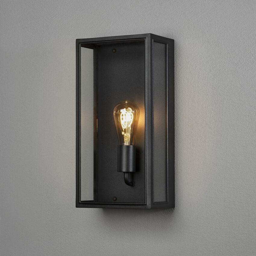 Photograph: Konstsmide Carpi 7349 Matt Black Exterior Wall Light With Clear Glass Panels