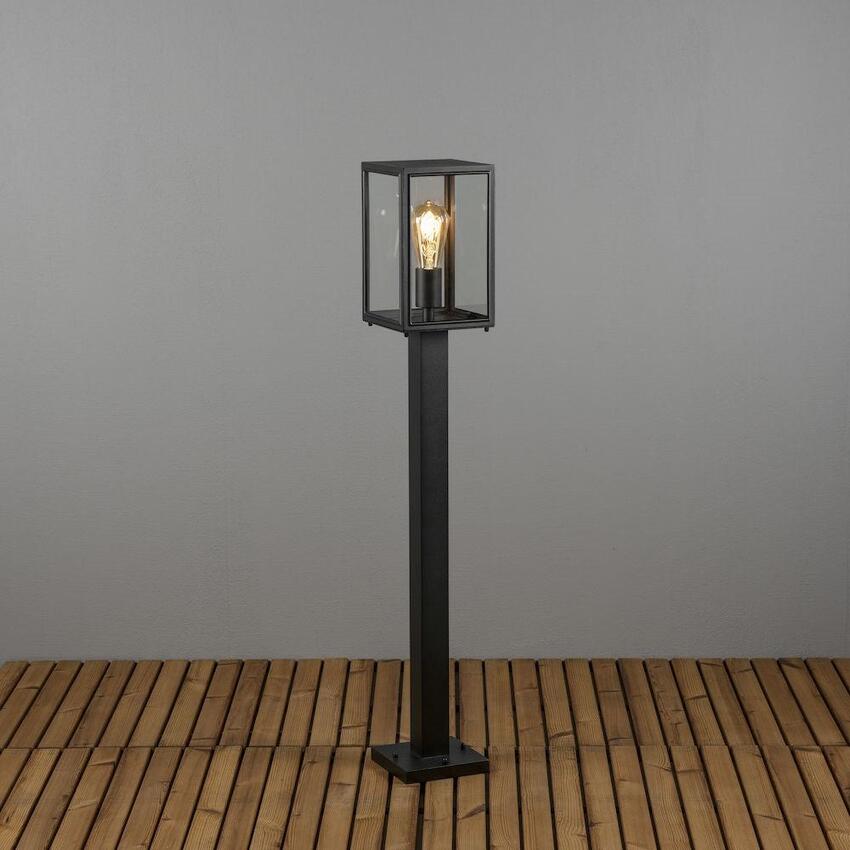 Photograph: Konstsmide Carpi 7350 Matt Black Exterior Post Lamp With Clear Glass Panels