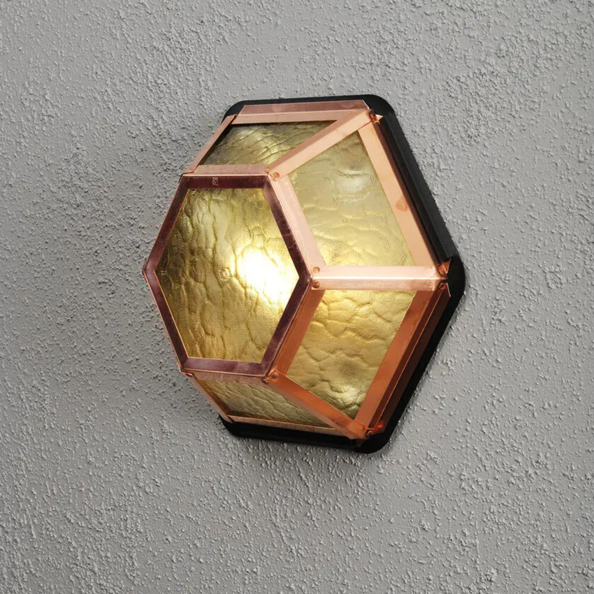 Photograph: Konstsmide Castor Copper And Matt Black Flush Outdoor Light Suitable For Ceiling Or Wall Installation - IP23