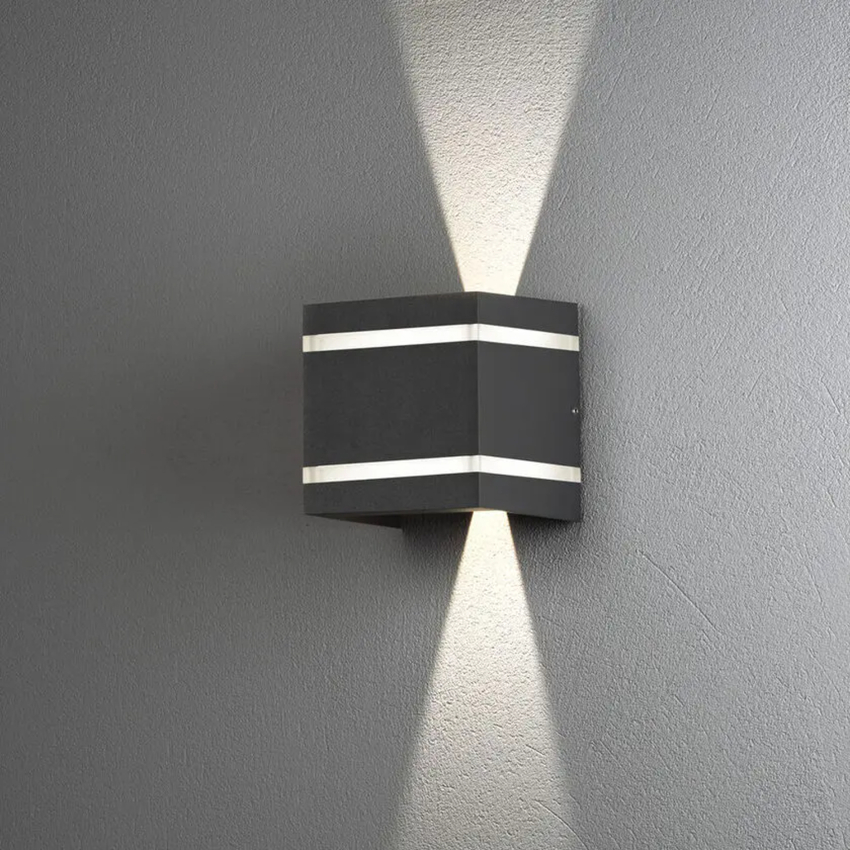 Photograph: Konstsmide Cremona Dark Grey Square Up And Down Led Wall Light With Adjustable Beam- 3000K - IP54