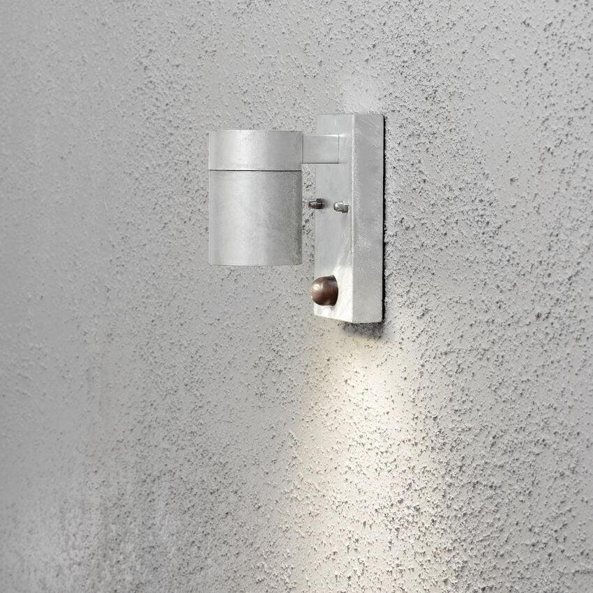 Photograph: Konstsmide Modena Galvanised Downward Facing Exterior Wall Light Complete With Pir