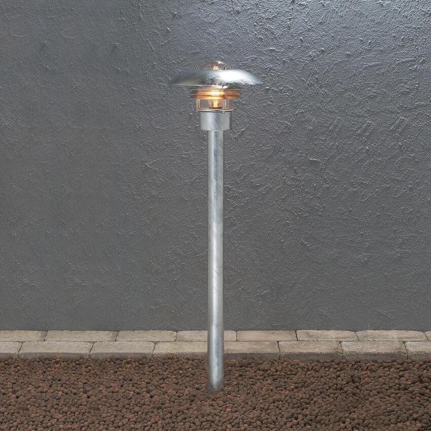 Photograph: Konstsmide Modena Galvanisted Steel Exterior Post Lamp Complete With Clear Glass