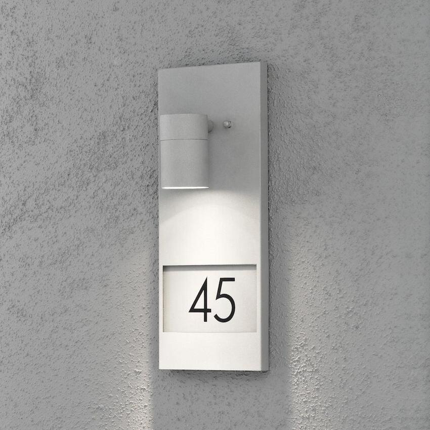 Photograph: Kosnstmide Modena Downward Facing Grey Exterior Wall Light Complete With Numbers