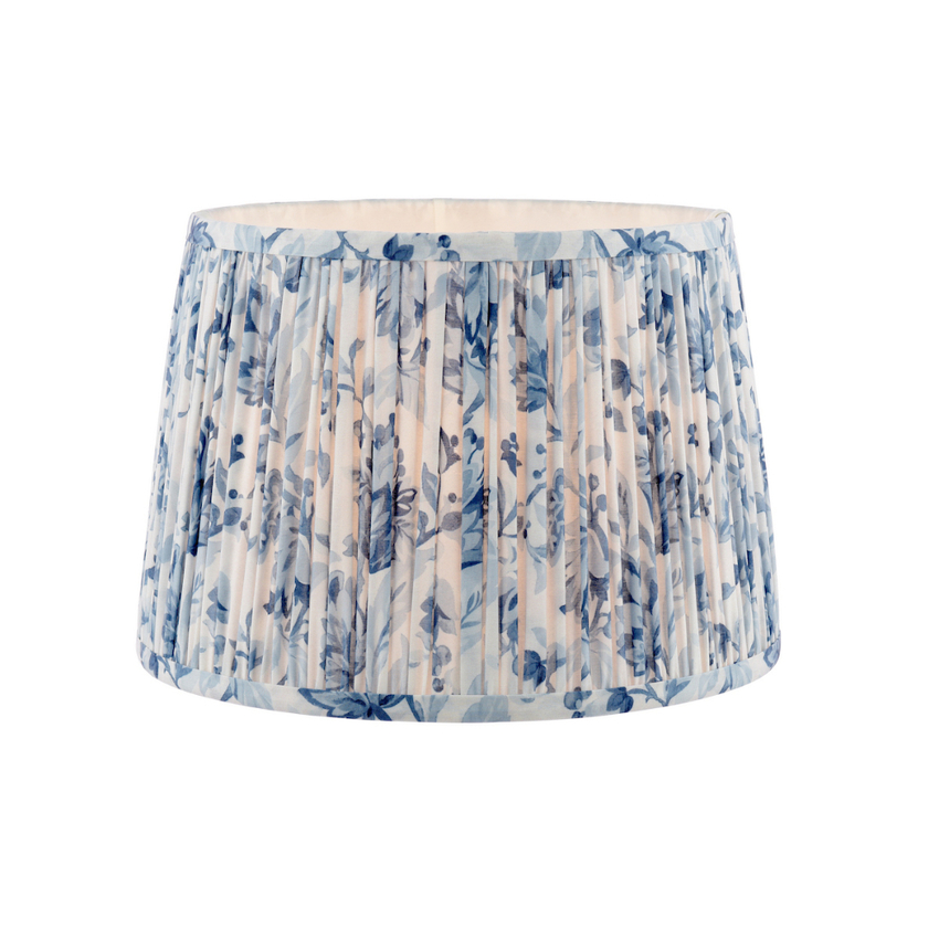 Photograph: Laura Ashley Adwick Trail Blue Cotton Tapered Drum Shade 30cm/12 inch
