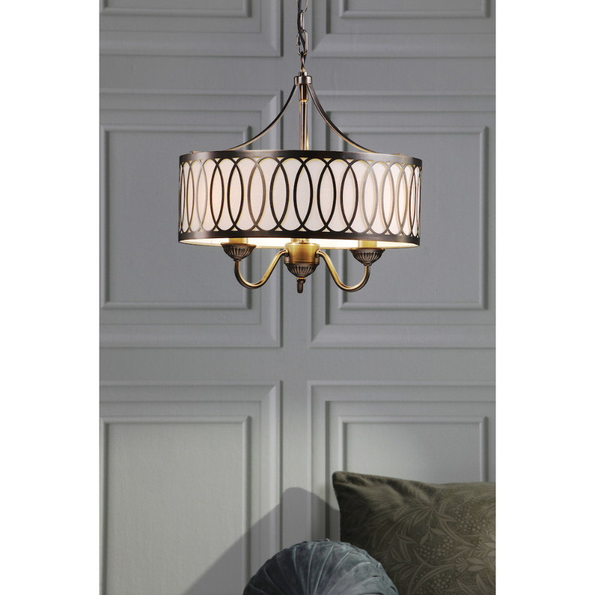 Photograph: Laura Ashley Allerford Satin Bronze And Taupe 3 Light Pendant