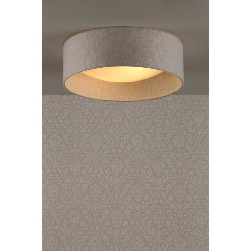 Photograph: Laura Ashley Bacall 2 Light Flush Ceiling Light With Silver Linen Shade